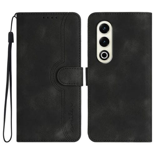 Funda de Piel Sintética Itel S25 con Diseño de Corazón (Negra)