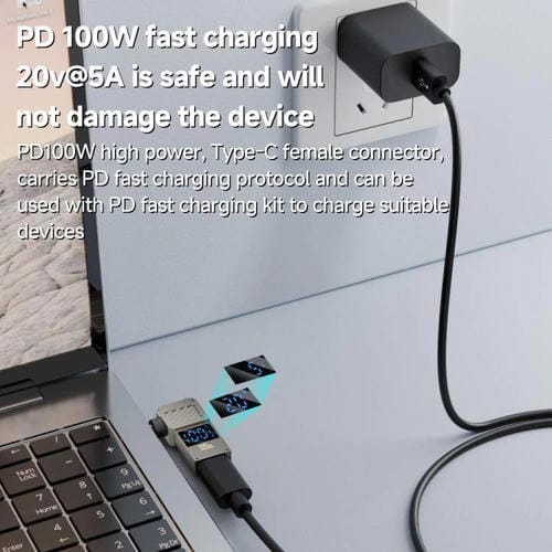 Adaptador de Pantalla Digital Tipo C a CC 3,0 x 1,1 mm para Carga de Computadora 100 W