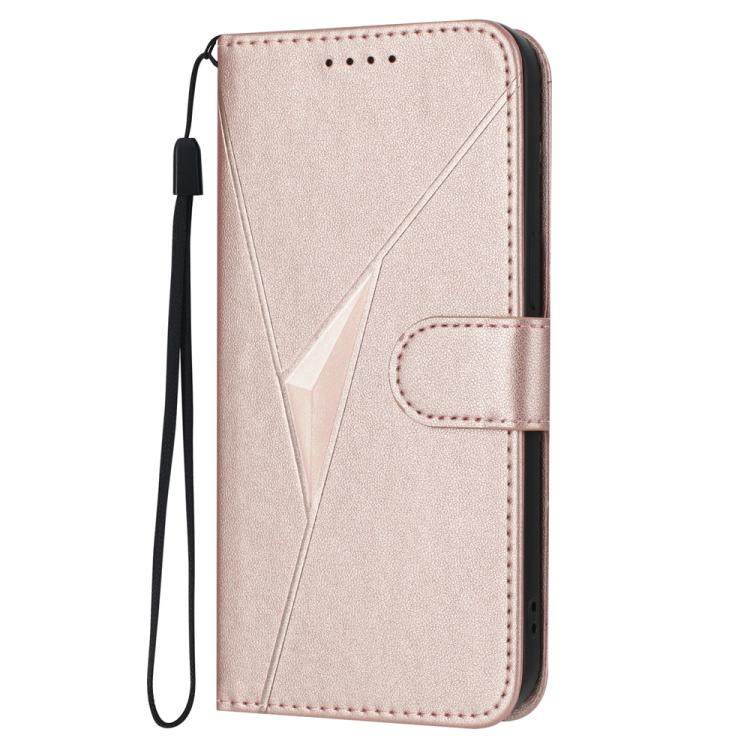 Estuche de Cuero con Hebilla y Diseño Triangular para Teléfono Itel A50C (Oro Rosa)