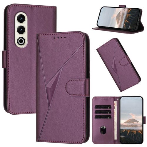 Funda de Cuero Itel S25 con Cierre de Hebilla y Diseño Triangular (Morado Oscuro)