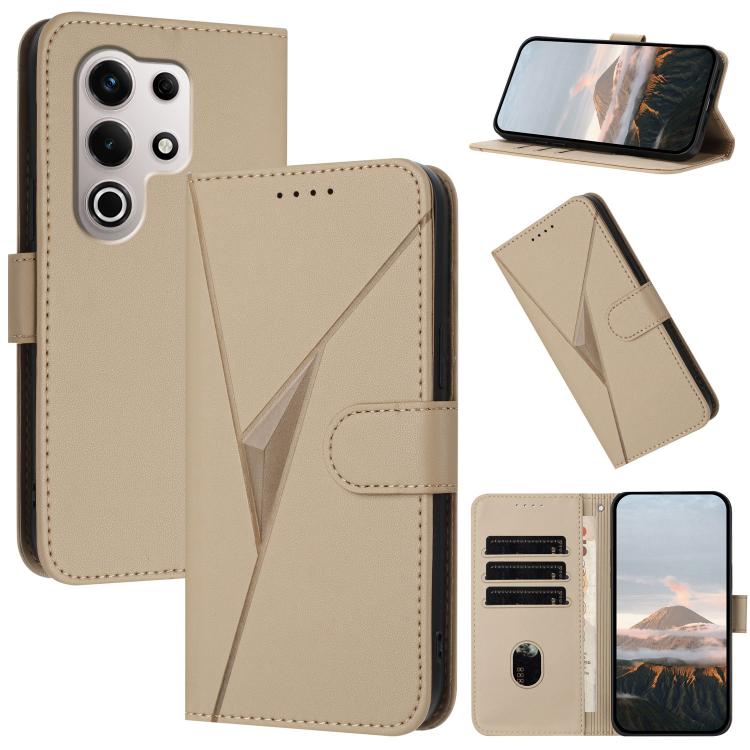 Funda de Cuero con Hebilla y Diseño Triangular para Itel S25 Ultra (Dorada)