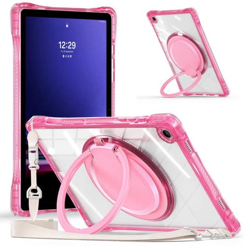 Funda híbrida TPU Samsung Galaxy Tab A9+ Asa Anillo Giratorio (Rosa Roja)