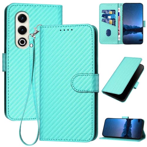 Funda de Cuero con Hebilla de Fibra de Carbono para Teléfono Itel S25 Yx0070 con Cordón (Azul Claro)