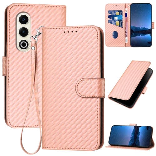 Funda de Cuero con Hebilla de Fibra de Carbono para Teléfono Itel S25 Yx0070 con Cordón (Rosa)