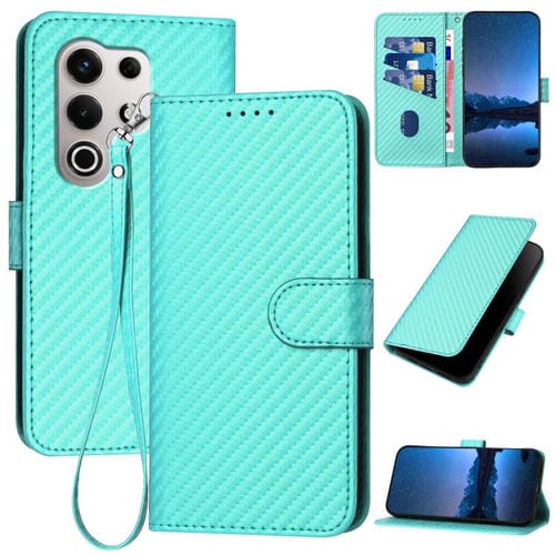 Funda de Cuero con Hebilla de Fibra de Carbono para Itel S25 Ultra Yx0070 con Cordón (Azul Claro)