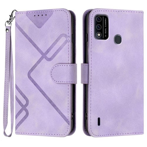 Funda Piel Sintética Itel A48 Diseño Líneas (Morado Claro)