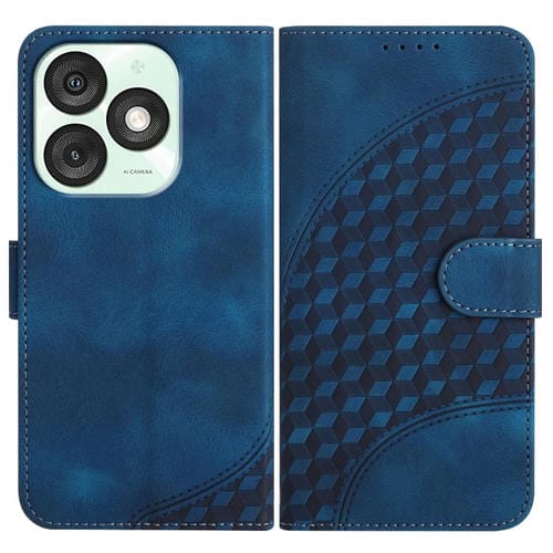 Funda de Cuero con Relieve de Cabeza de Elefante para Itel A50 con Cordón (Azul Real)