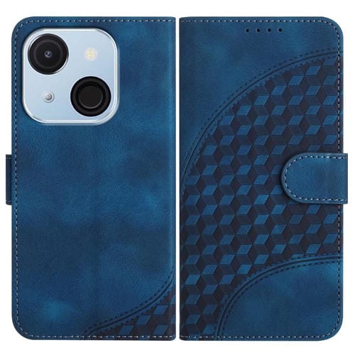 Funda de Cuero con Relieve de Cabeza de Elefante para Itel A50C con Cordón (Azul Real)