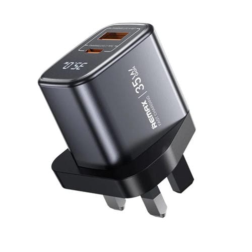 Cargador rápido Remax U2-Ac con pantalla digital Gan Tipo C y USB 35 W (Británico)