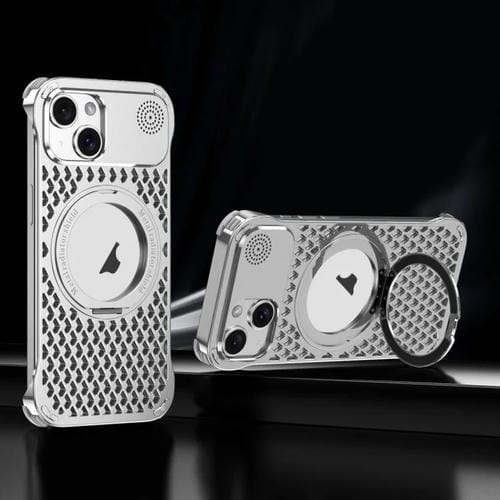Estuche para Teléfono R-Just RJ-64 con Disipación de Calor Aromaterapia Magsafe para iPhone 15 (Plateado)