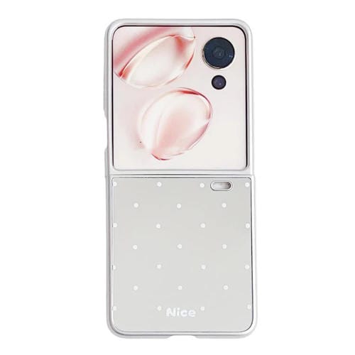 Funda Plegable para Teléfono For Honor Magic V con Espejo Abatible y Lunares (Blanca)