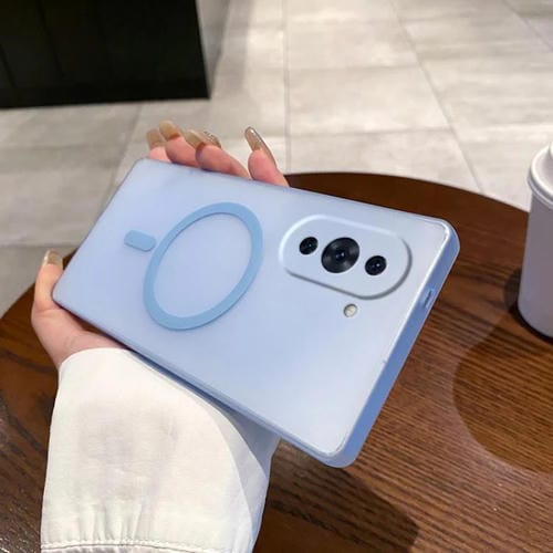 Funda para Teléfono Huawei Nova 10 con Orificio Fino y Protección contra Niebla y Hielo Magsafe (Azul Transparente)