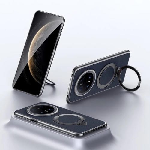 Funda para Teléfono Sulada con Soporte Magnético Magsafe Cuero Grano Superior para Huawei Mate 70 Pro / Mate 70 Pro+ (Azul)