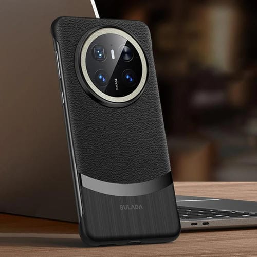 Funda Híbrida PC con Capa Superior Cuero de Vaca sin Marco para Huawei Mate 70 Sulada (Negro)