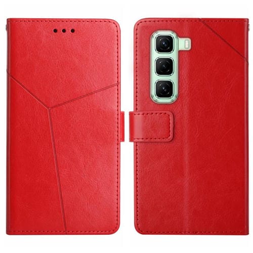 Funda de Cuero con Tapa y Patrón en Forma de Y para Infinix Hot 50 4G (Rojo)