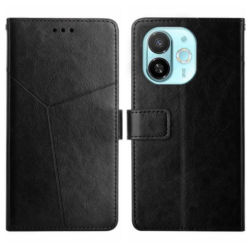 Funda de Cuero con Tapa con Patrón en Forma de y para Tecno Spark 30C 5G (Negro)