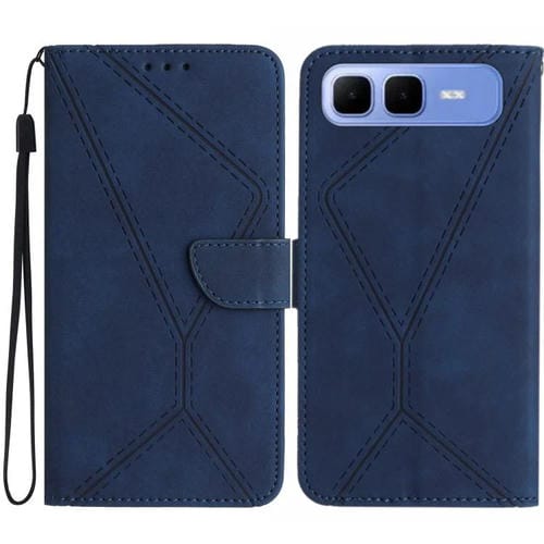 Funda de cuero con relieve y costuras para Infinix Smart 10 Plus 4G (azul)