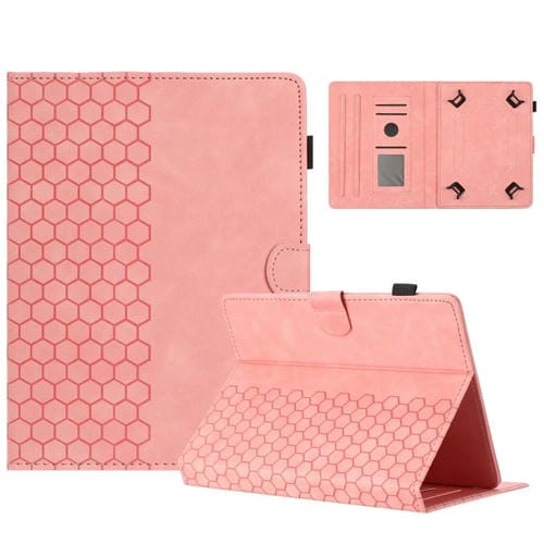 Funda para Tableta Inteligente Cuero con Relieve Panal 8 Pulgadas (Rosa)
