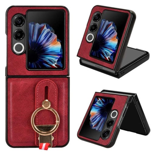 Funda Trasera de Cuero con Correa para ZTE Nubia Flip2 A404Zt (Roja)