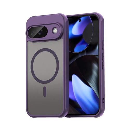Funda híbrida TPU y PC esmerilada Magsafe para Google Pixel 9 Fan Dun Series (Morada)