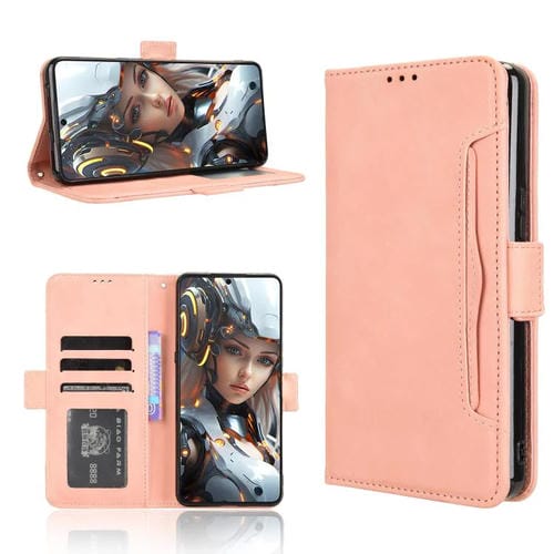Funda de Piel Textura Becerro con Ranuras para Tarjetas para Cubot Max 5 (Rosa)