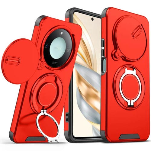 Funda Deslizante con Anillo Protector de Cámara para Honor X60 (Roja)