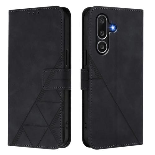 Funda de cuero con tapa y relieve 3D para Samsung Galaxy M56 5G (negra)