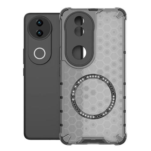 Funda para Vivo V50 5G Global Honeycomb con Anillo Magnético a Prueba de Golpes (Negra)