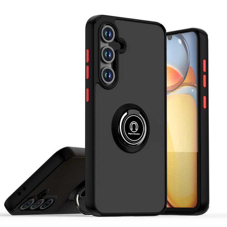 Funda de TPU + PC con anillo para Samsung Galaxy S24 FE 5G Q Shadow 1 Series (negro y rojo)