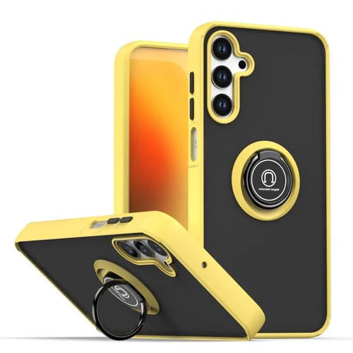 Funda de TPU + PC con anillo para Samsung Galaxy M15 5G / F15 5G Q Shadow 1 Series (amarilla)