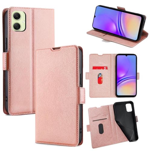 Funda de cuero ultrafina con hebilla lateral y tapa horizontal para Samsung Galaxy A05 4G (oro rosa)
