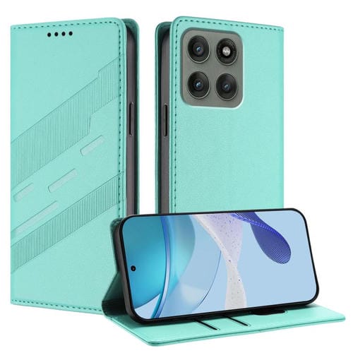 Funda de cuero retro con relieve para Motorola Edge 60 Pro (verde menta)