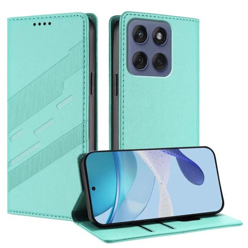Funda de cuero retro con relieve para Motorola Moto G86 5G (verde menta)