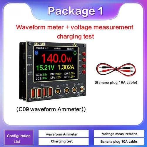 Amperometro Digitale Forma d'Onda I2C C09 Rilevamento del Carico e Misurazione della Tensione con Scheda di Espansione