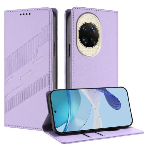 Funda de cuero retro con relieve para Huawei Nova 14 (morado claro)