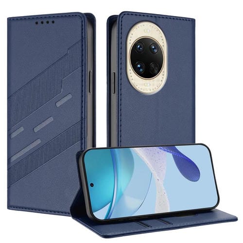 Funda de cuero retro con relieve para Huawei Nova 14 (azul oscuro)