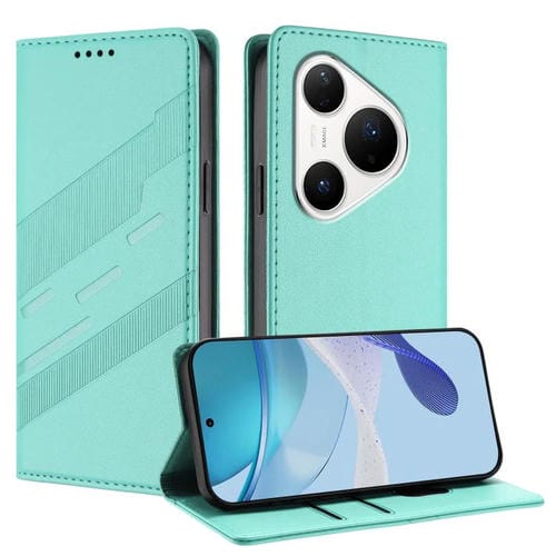 Funda de cuero retro con relieve para Huawei Pura 80 Pro (verde menta)