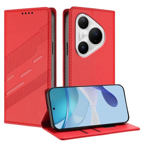 Funda de cuero retro con relieve para Huawei Pura 80 Pro+ (rojo)