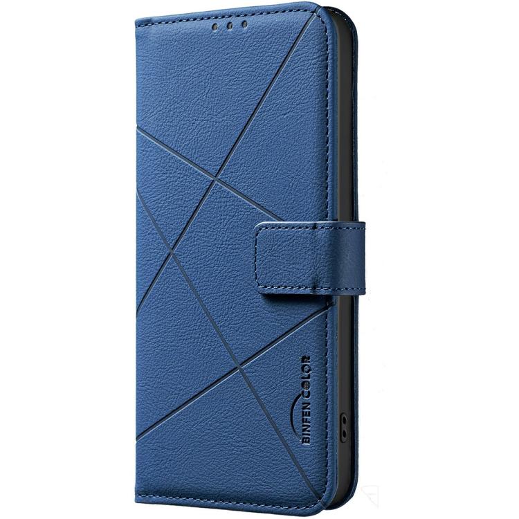 Funda de cuero RFID con patrón geométrico para Infinix Smart 10 4G (azul)