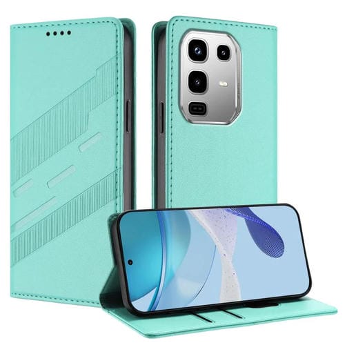 Funda de cuero retro con relieve para Infinix Note 50 Pro 4G (verde menta)