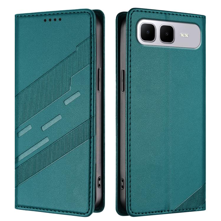Funda de cuero retro con relieve para Infinix Smart 10 Plus 4G (verde oscuro)