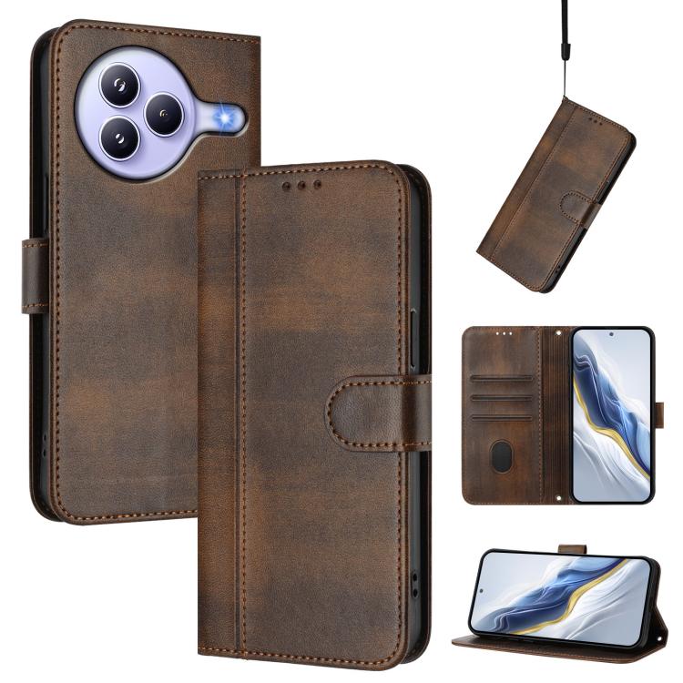 Funda de cuero retro con hebilla de empalme para Xiaomi Civi 5 Pro 5G (marrĂłn)