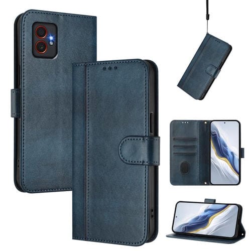Funda de cuero retro con hebilla para Samsung Galaxy Xcover7 Pro (azul oscuro)