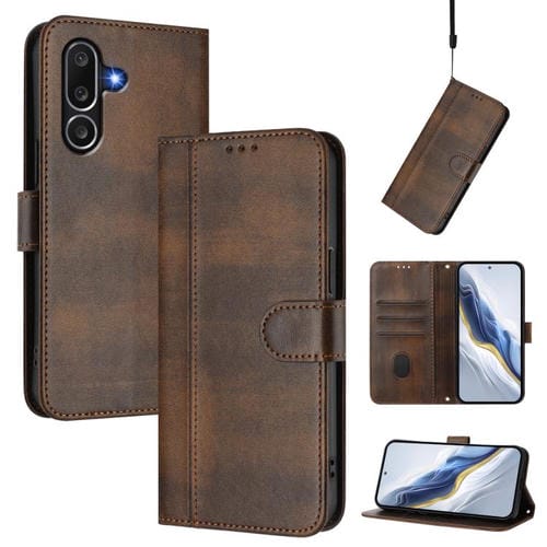 Funda de cuero retro con hebilla para Samsung Galaxy M56 5G (marrón)