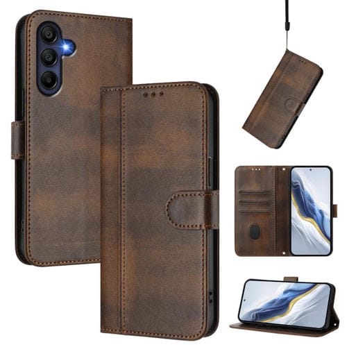 Funda de cuero retro con hebilla para Samsung Galaxy A17 5G (marrón)