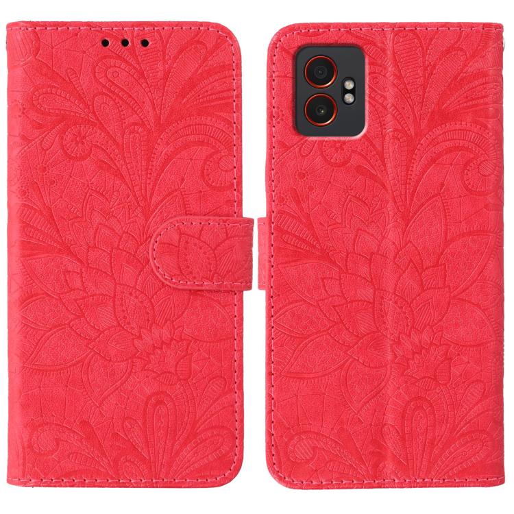 Funda de cuero con tapa y estampado floral para Samsung Galaxy XCover7 Pro (roja)