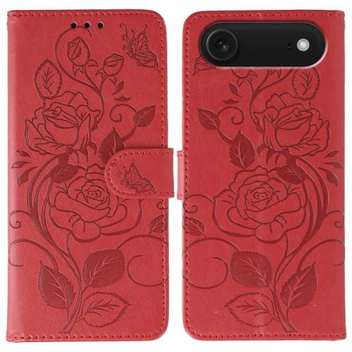 Funda de piel con estampado de mariposas rosas para iPhone 17 Air (roja)