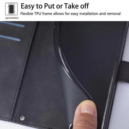 Funda de cuero con tapa y relieve 3D para TCL 605/60 SE (negra)