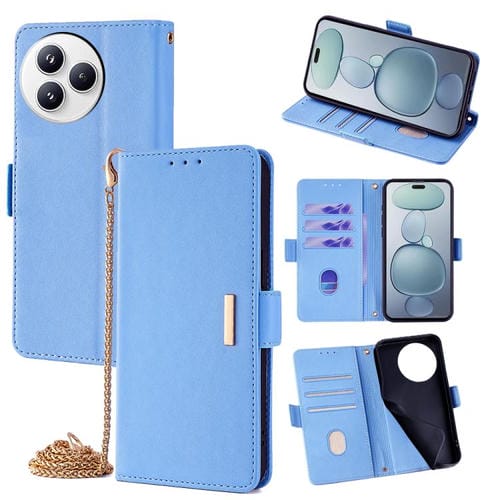 Funda de cuero con cadena cruzada para Xiaomi Civi 5 Pro 5G (azul)