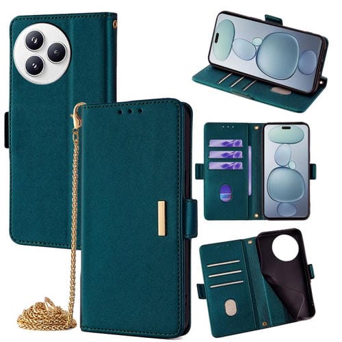 Funda de cuero con cadena cruzada para Xiaomi Civi 5 Pro 5G (verde)